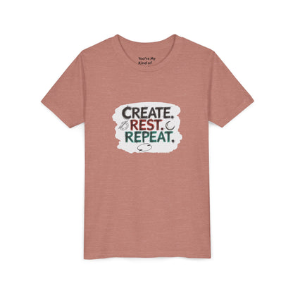 Create. Rest. Repeat. Kids Kwanzaa Shirt | Youth Creativity Tee | Uplifting Holiday Gift for Young Dreamers - You're My Kind of Weird