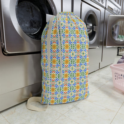 Monogrammed Tile - Pattern Laundry Bag – Personalized 'G' Drawstring Hamper - You're My Kind of Weird