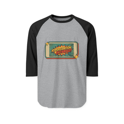Unisex Three-Quarter Sleeve Raglan Shirt - Hyperfixation Elevated, Funny Gamer Tee, Gift for Nerds, Casual Wear, Birthday Celebration Tee