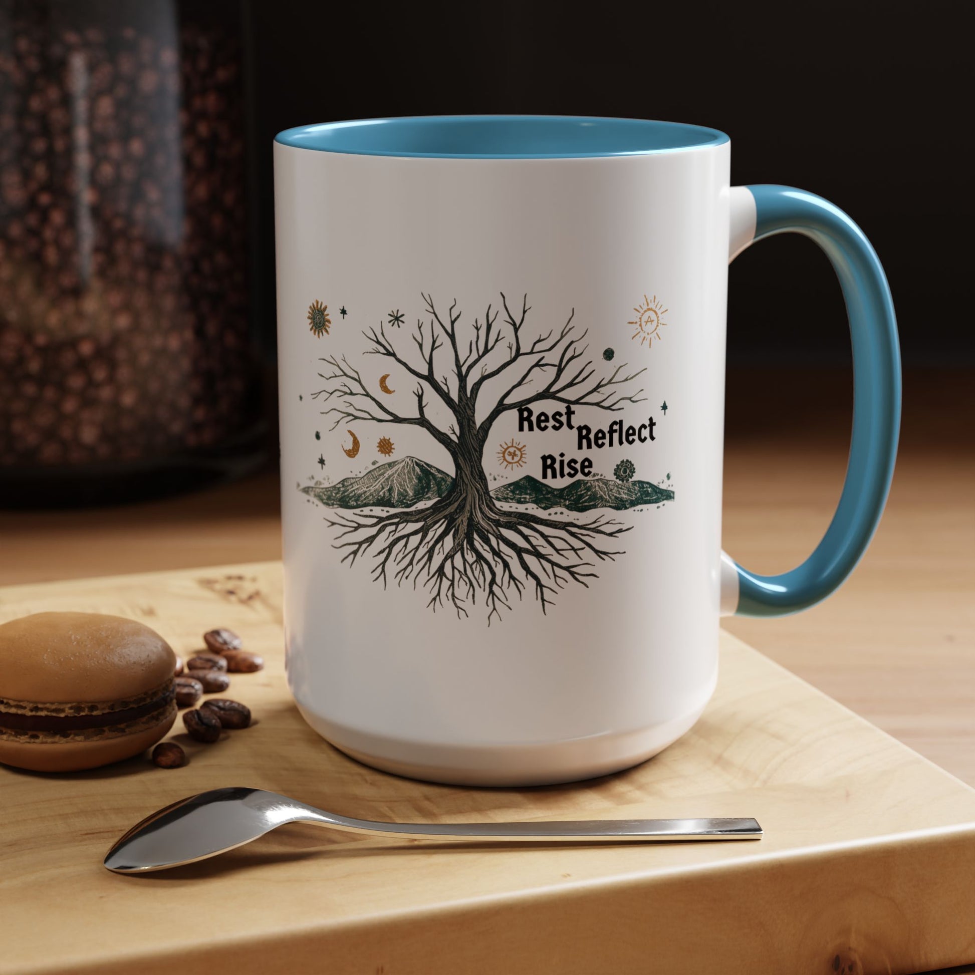 Inspirational Accent Coffee Mug, Motivational Mug, Nature Coffee Cup, Gift for Mindfulness, Rest Reflect Rise Mug - You're My Kind of Weird