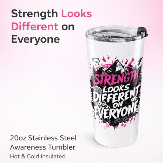 Strength is Different for Everyone Tumbler | 20oz Motivational Travel Mug | - You're My Kind of Weird