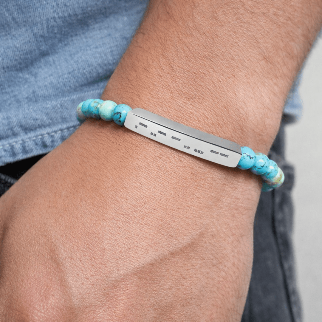 Autism Morse Code Bracelet | Minimalist Neurodiverse Jewelry | Natural Stone Beaded Bracelet - You're My Kind of Weird