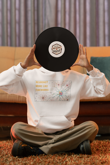 Neurons? More Like Fireworks Hoodie – Unisex Heavy Blend Funny Science Sweatshirt, Neurodivergent Pride Gift, Casual Everyday Wear, Cozy Pullover, Unique Birthday Gift