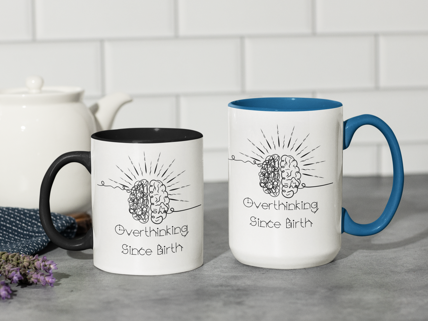 Overthinking Since Birth Coffee Mug | Fun Gift for Mental Health Awareness, Coffee Lover, Birthday Celebration, Quirky Humor, Self-Care