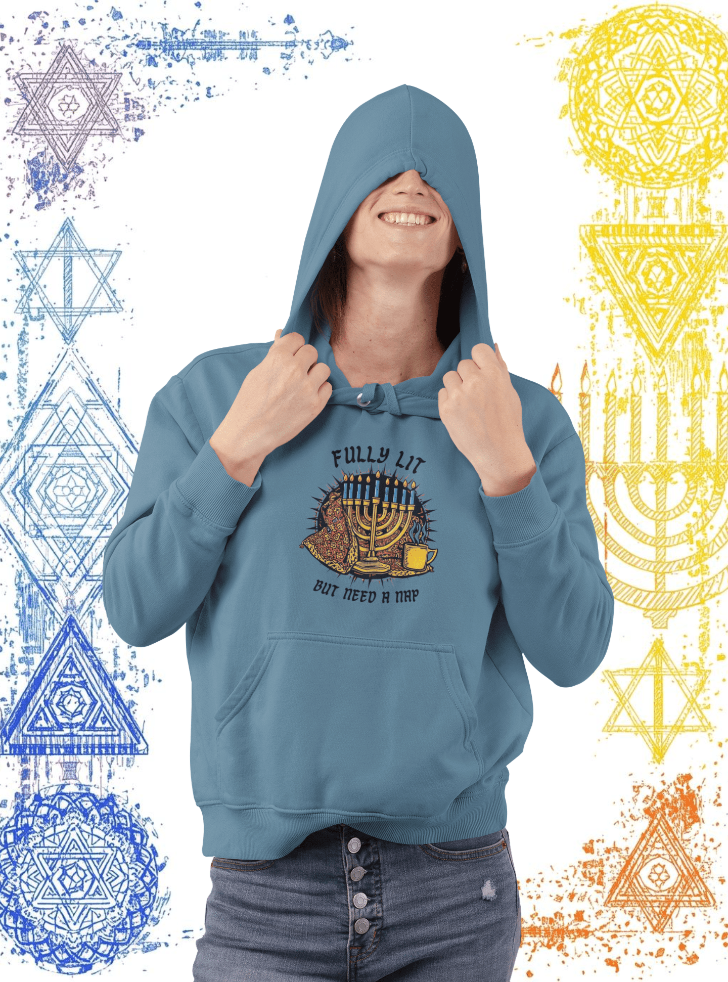 Fully Lit But Need a Nap Hoodie | Funny Hanukkah Sweatshirt - You're My Kind of Weird