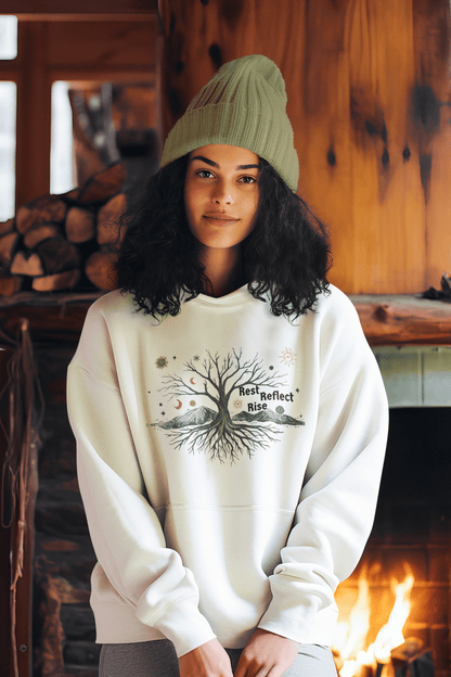 Rest. Reflect. Rise. Hoodie | Cozy Winter Solstice Sweatshirt - You're My Kind of Weird