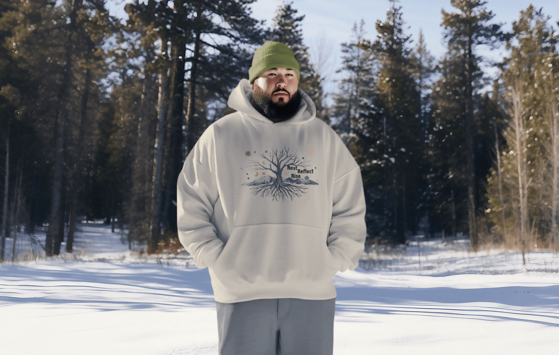 Rest. Reflect. Rise. Hoodie | Cozy Winter Solstice Sweatshirt - You're My Kind of Weird