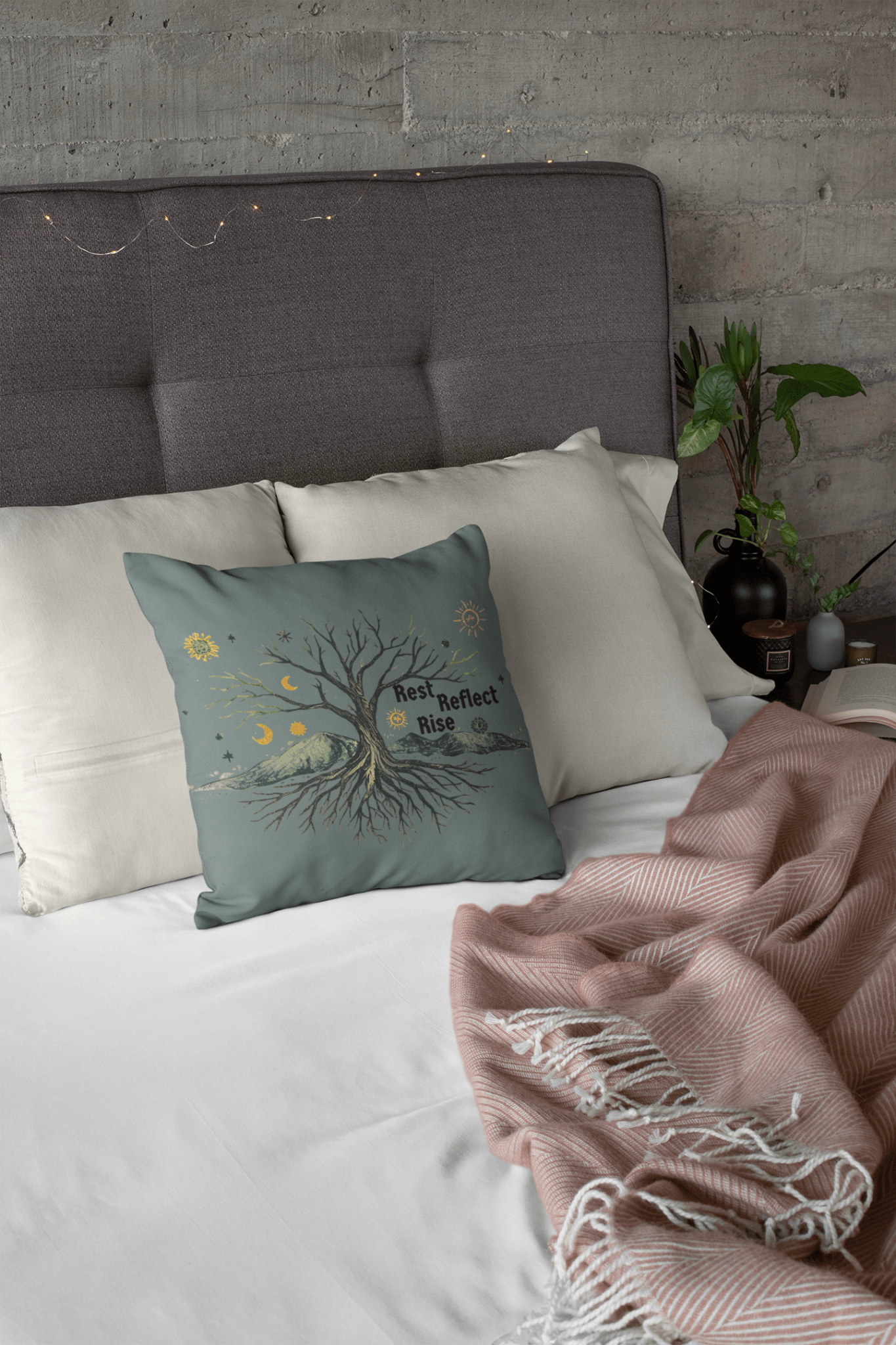 Solstice Nature - Inspired Decorative Pillow, Rest Reflect Rise Cushion - You're My Kind of Weird