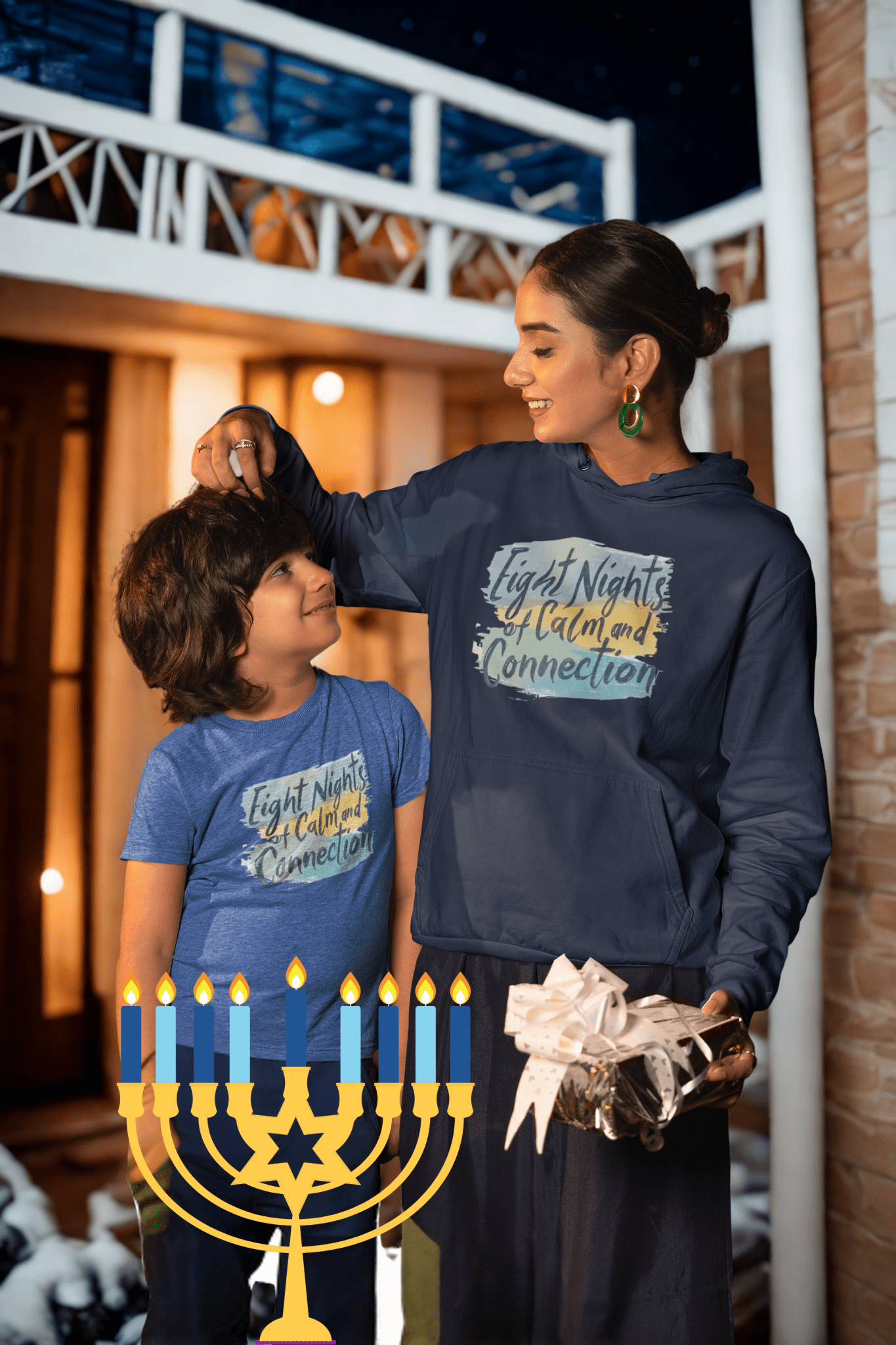 Eight Nights of Calm and Connection Kids Hanukkah Shirt | Mindful Holiday Tee for Children | Soft Youth Hanukkah Gift - You're My Kind of Weird