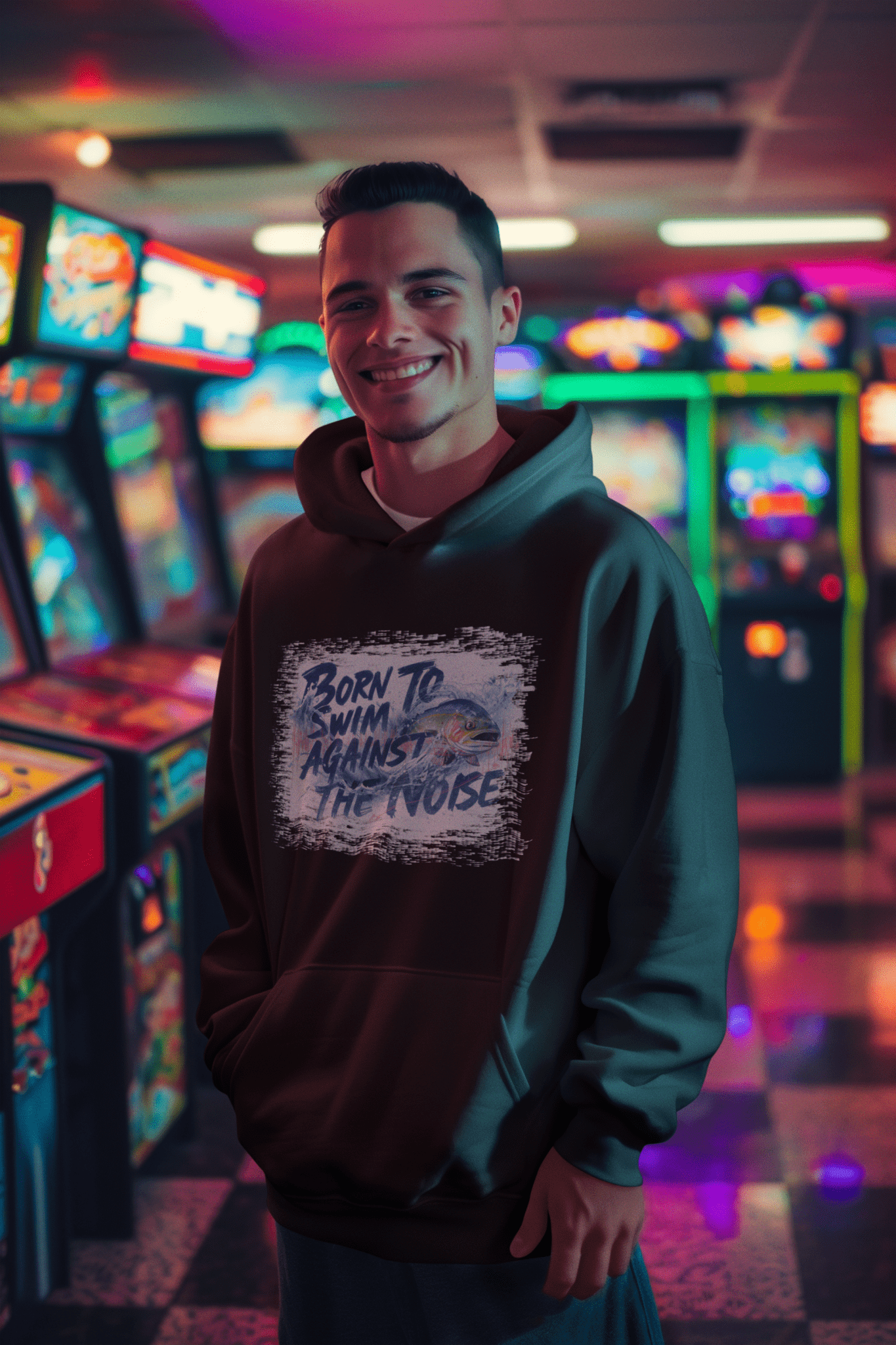 Born to Swim Against the Noise Hoodie | Gift for Deep Thinkers & Creatives - You're My Kind of Weird