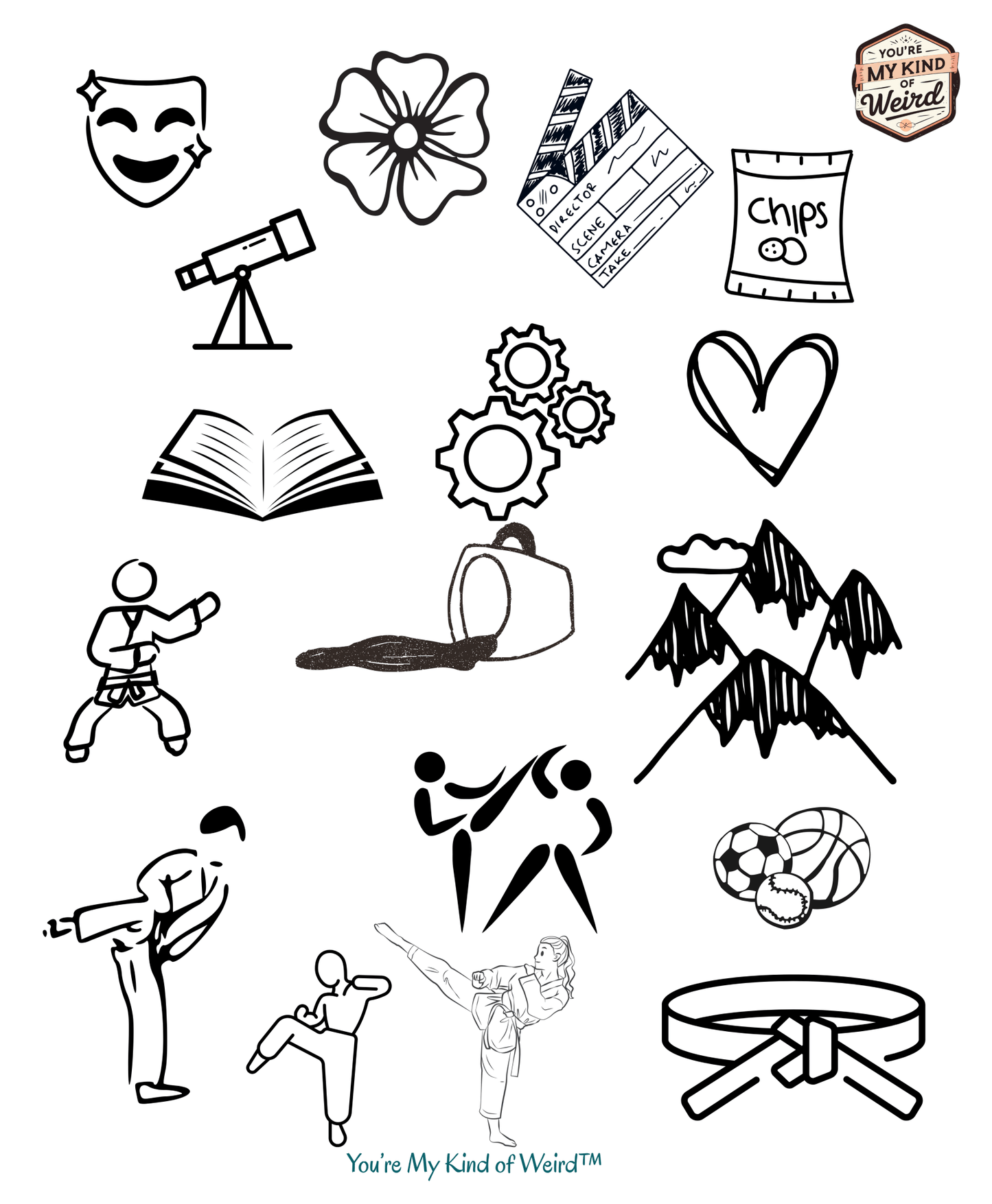 Idiosyncratically Me Youth Tee *CUSTOMIZE* | Pick doodles that are meaningful to YOU - You're My Kind of Weird