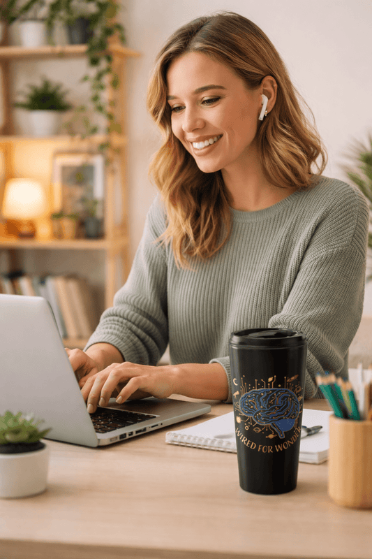 Wired for Wonder Travel Mug (15oz) - You're My Kind of Weird