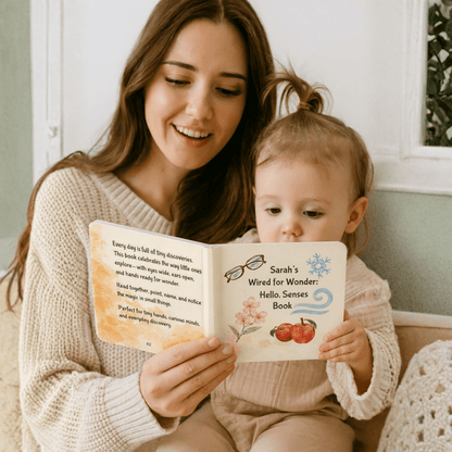 Personalized Baby Board Book "Wired for Wonder: Hello, Senses" A First Sensory Book - You're My Kind of Weird
