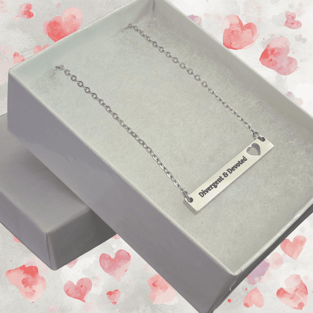 Divergent & Devoted Engraved Heart Bar Necklace - You're My Kind of Weird