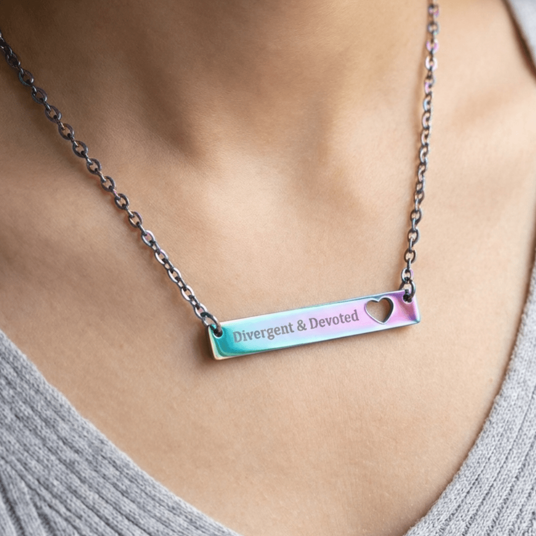 Divergent & Devoted Engraved Heart Bar Necklace - You're My Kind of Weird