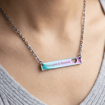 Divergent & Devoted Engraved Heart Bar Necklace - You're My Kind of Weird
