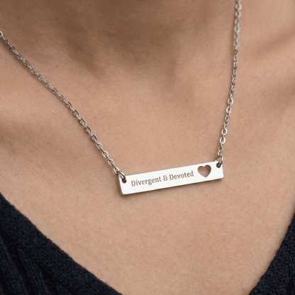 Divergent & Devoted Engraved Heart Bar Necklace - You're My Kind of Weird