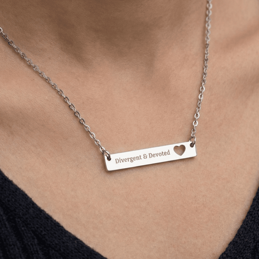 Divergent & Devoted Engraved Heart Bar Necklace - You're My Kind of Weird