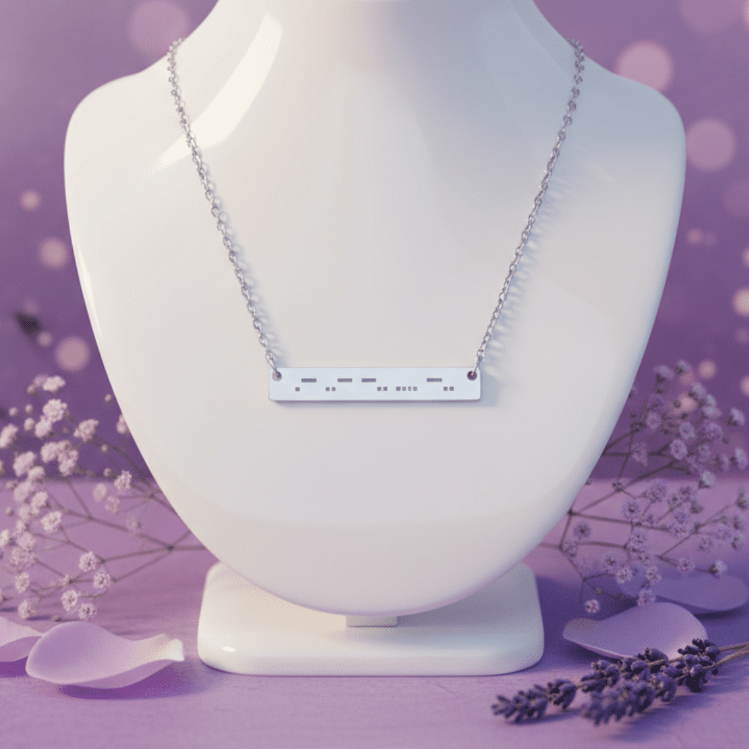 AuDHD Morse Code Bar Necklace | Autism + ADHD Minimalist Engraved Pendant | Neurodivergent Jewelry - You're My Kind of Weird