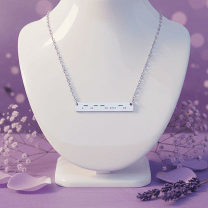 AuDHD Morse Code Bar Necklace | Autism + ADHD Minimalist Engraved Pendant | Neurodivergent Jewelry - You're My Kind of Weird