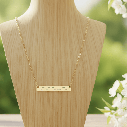 AuDHD Morse Code Bar Necklace | Autism + ADHD Minimalist Engraved Pendant | Neurodivergent Jewelry - You're My Kind of Weird