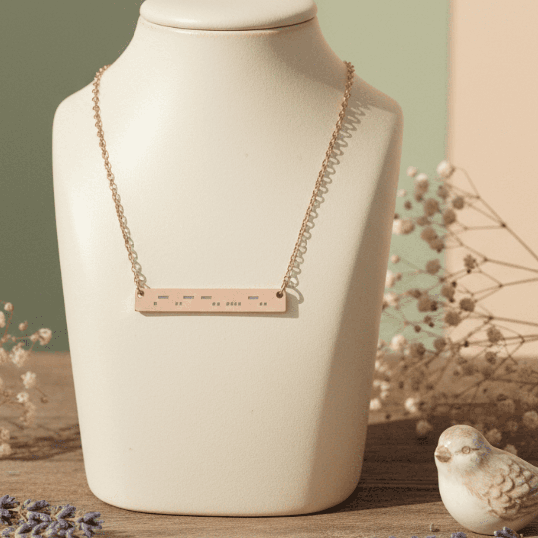 AuDHD Morse Code Bar Necklace | Autism + ADHD Minimalist Engraved Pendant | Neurodivergent Jewelry - You're My Kind of Weird