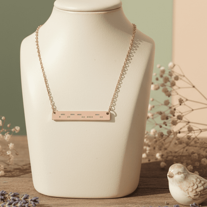 AuDHD Morse Code Bar Necklace | Autism + ADHD Minimalist Engraved Pendant | Neurodivergent Jewelry - You're My Kind of Weird