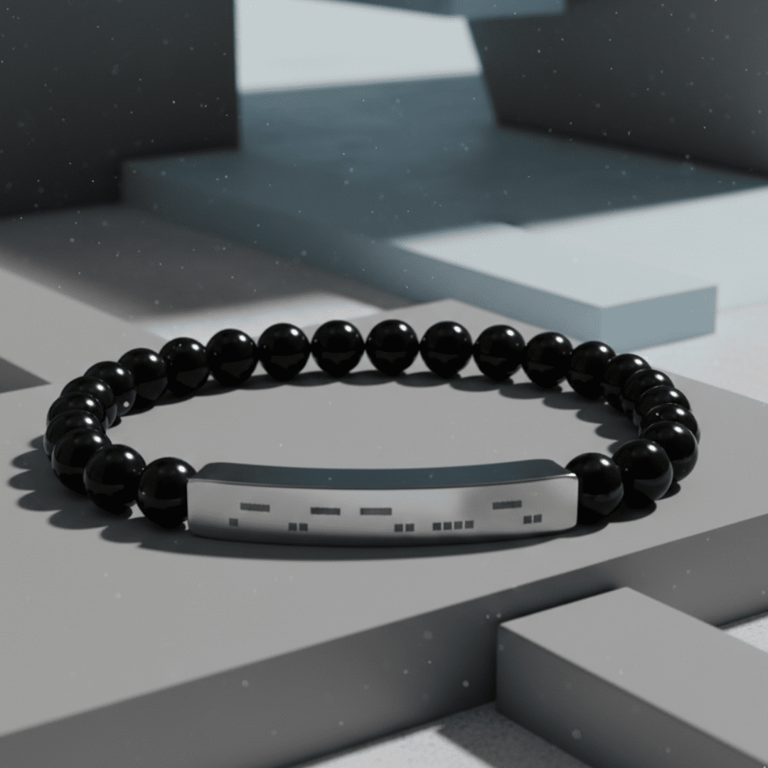 AuDHD Morse Code Bracelet | Natural Stone Stretch Bracelet | Neurodiverse Jewelry - You're My Kind of Weird