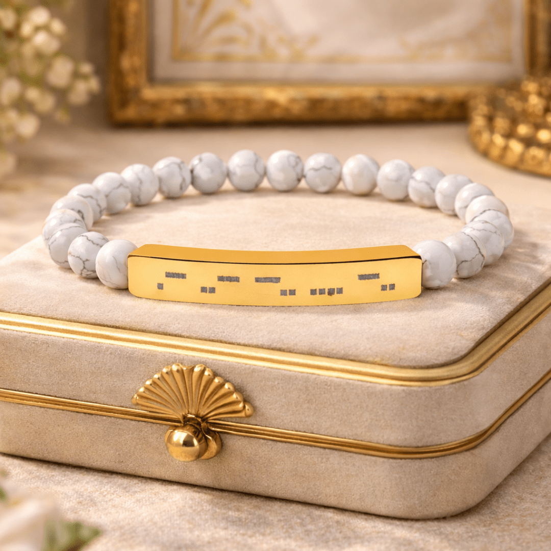 AuDHD Morse Code Bracelet | Natural Stone Stretch Bracelet | Neurodiverse Jewelry - You're My Kind of Weird