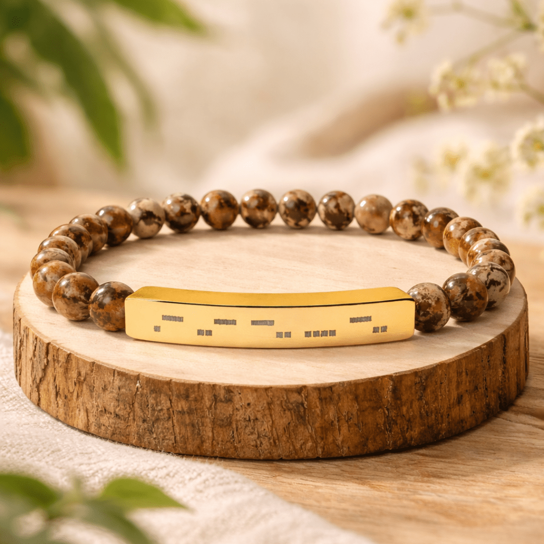 AuDHD Morse Code Bracelet | Natural Stone Stretch Bracelet | Neurodiverse Jewelry - You're My Kind of Weird