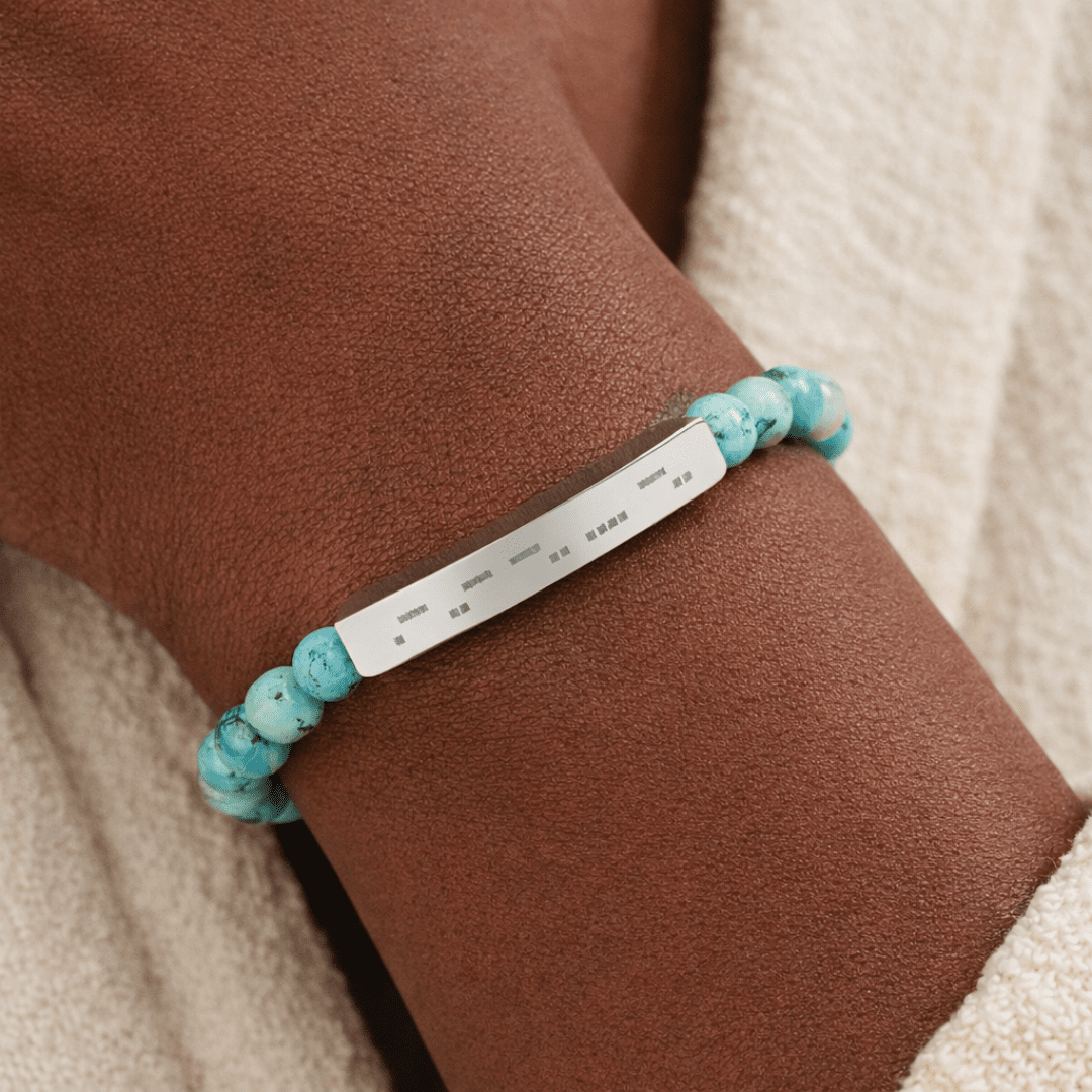 AuDHD Morse Code Bracelet | Natural Stone Stretch Bracelet | Neurodiverse Jewelry - You're My Kind of Weird