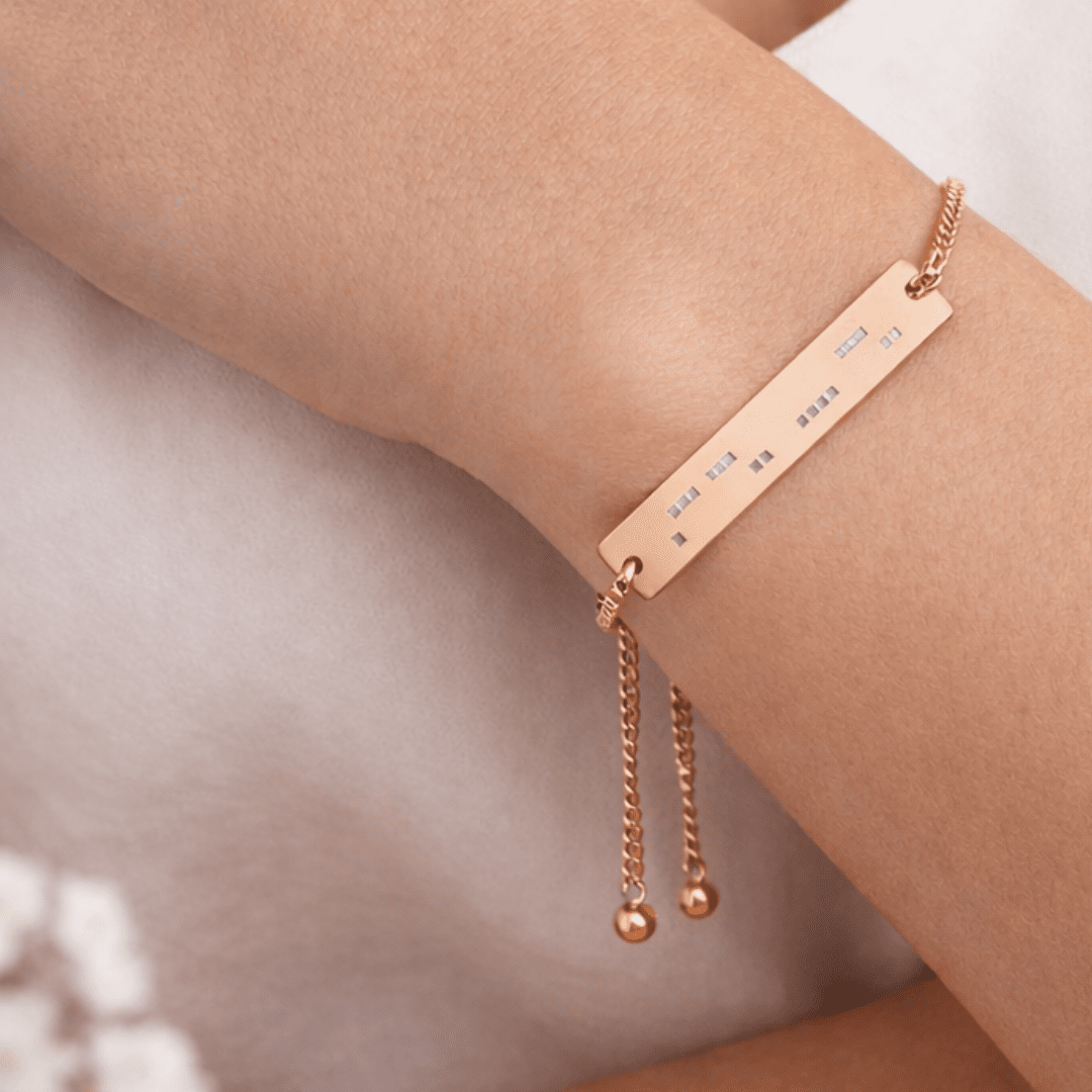 ADHD Neurodiverse Morse Code Bracelet – Adjustable Gold Bar Bracelet, Hypoallergenic - You're My Kind of Weird