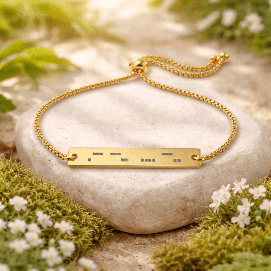 ADHD Neurodiverse Morse Code Bracelet – Adjustable Gold Bar Bracelet, Hypoallergenic - You're My Kind of Weird