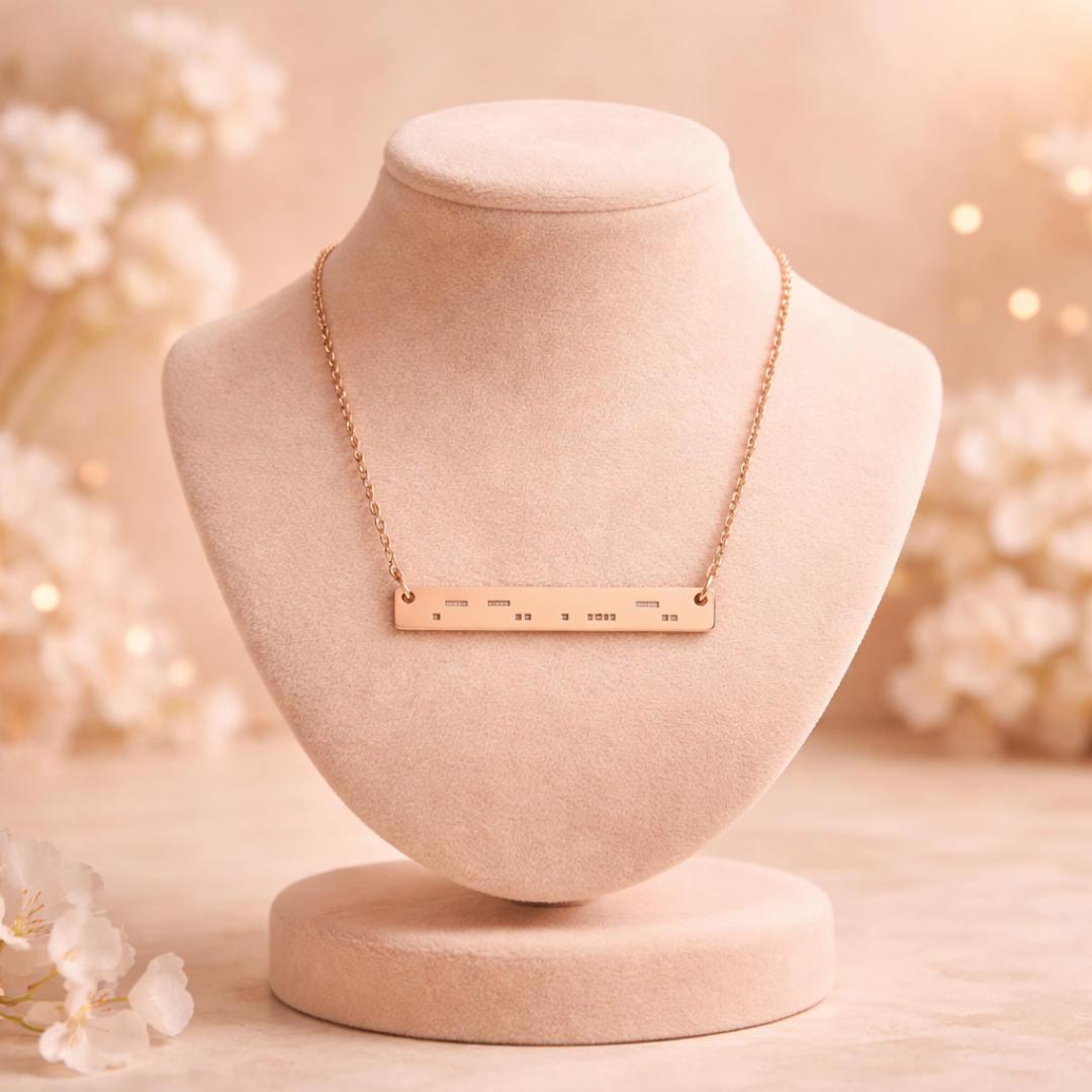 ADHD Morse Code Necklace, Rose Gold Bar Necklace, Minimalist Neurodivergent Jewelry, Hidden Message Necklace, ADHD Gift
