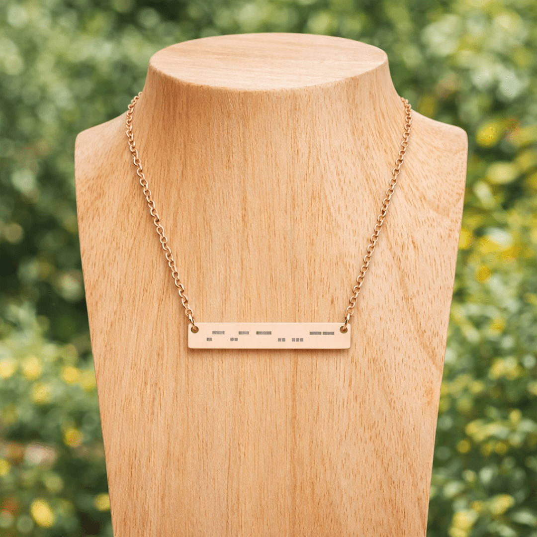 Autism Morse Code Bar Necklace | Minimalist Engraved Stainless Steel Pendant | Subtle Neurodiversity Jewelry - You're My Kind of Weird