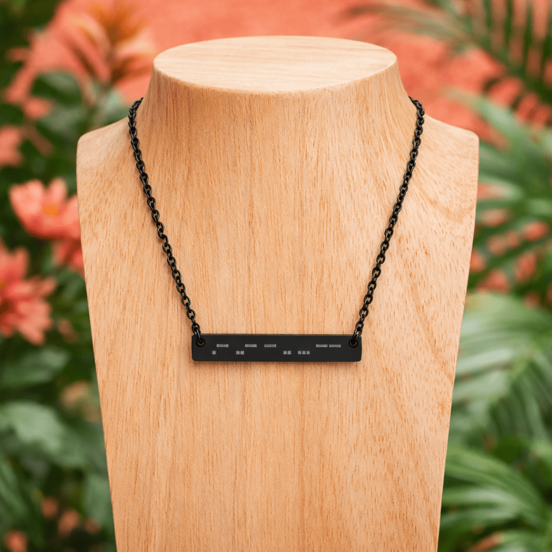 Autism Morse Code Bar Necklace | Minimalist Engraved Stainless Steel Pendant | Subtle Neurodiversity Jewelry - You're My Kind of Weird