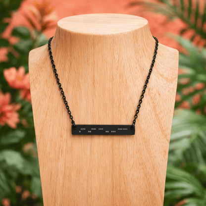 Autism Morse Code Bar Necklace | Minimalist Engraved Stainless Steel Pendant | Subtle Neurodiversity Jewelry - You're My Kind of Weird