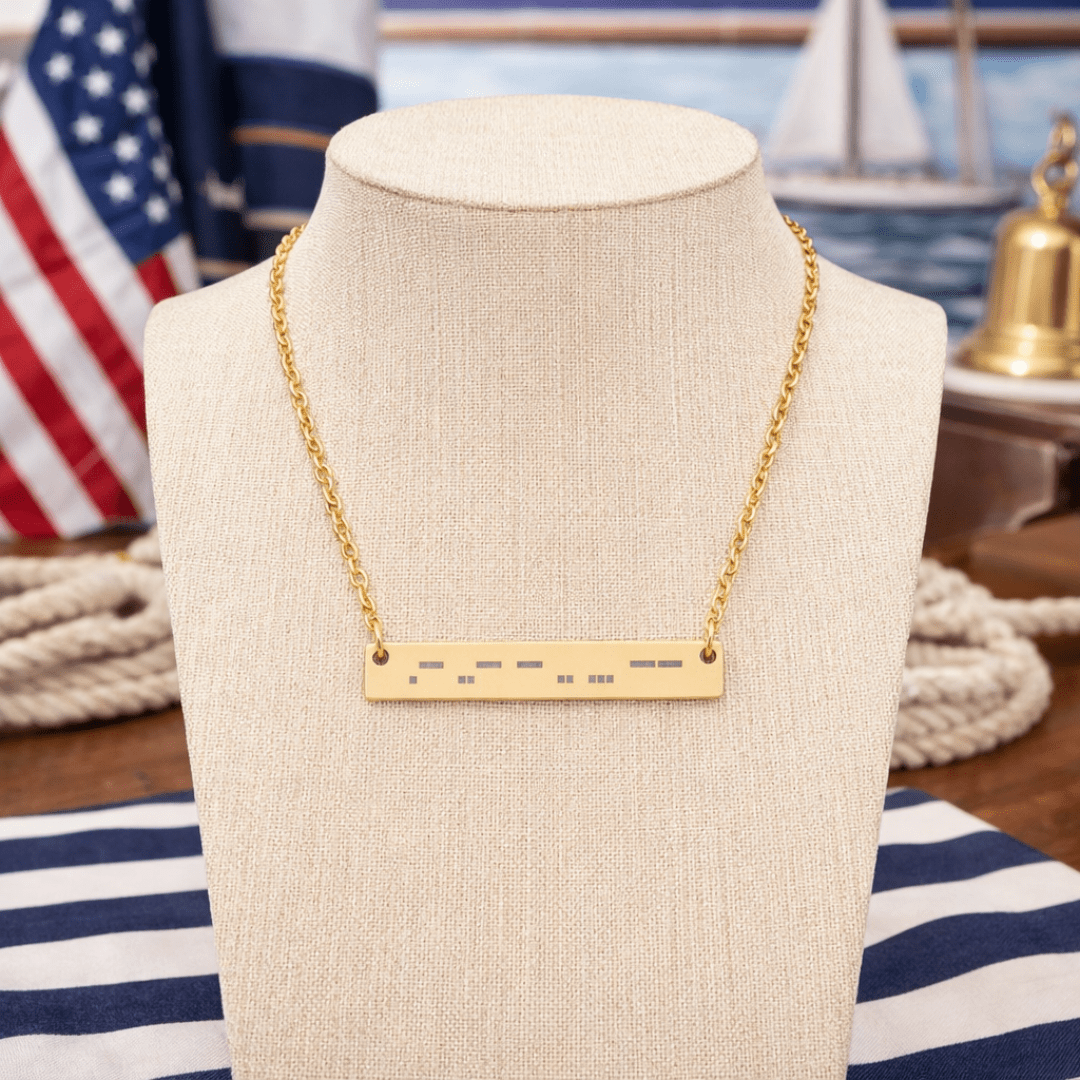 Autism Morse Code Bar Necklace | Minimalist Engraved Stainless Steel Pendant | Subtle Neurodiversity Jewelry - You're My Kind of Weird