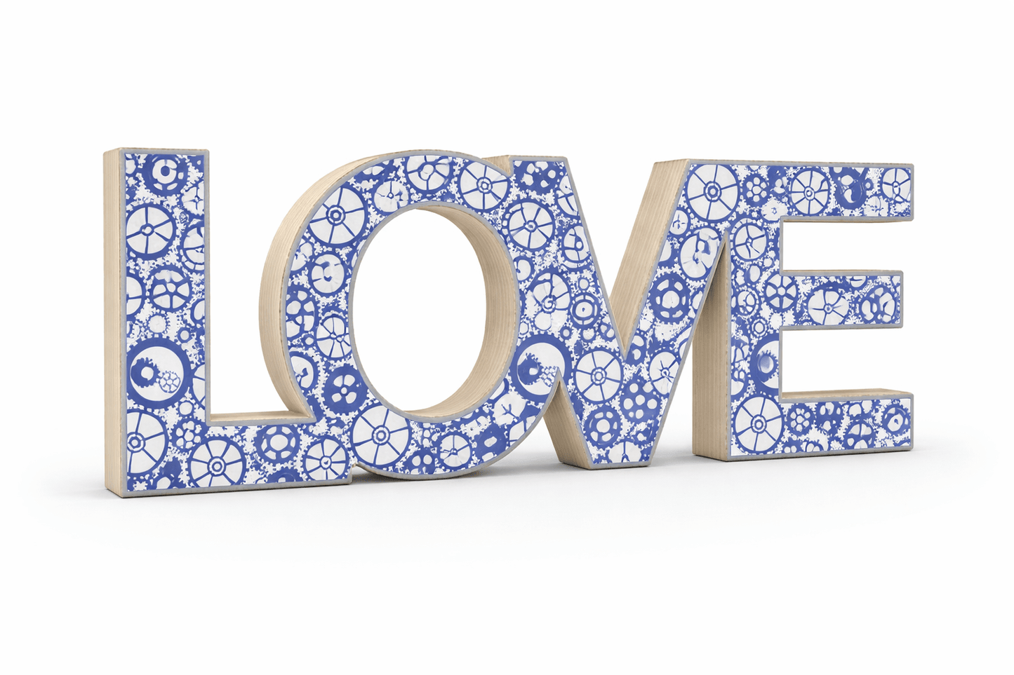 Freestanding Blue Gear Wooden Letters & Shapes - You're My Kind of Weird