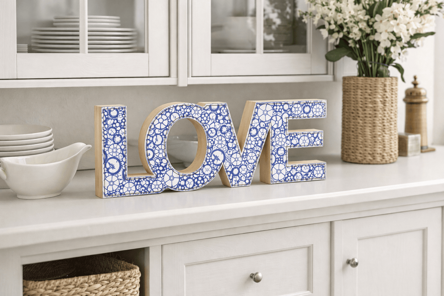 Freestanding Blue Gear Wooden Letters & Shapes - You're My Kind of Weird