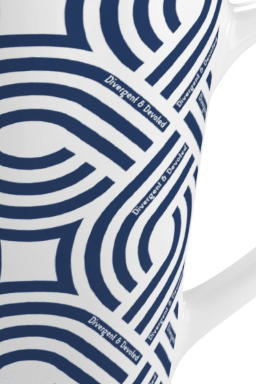 Navy Geometric Latte Mug Divergent and Devoted Modern Retro Pattern Ceramic Coffee Cup - You're My Kind of Weird