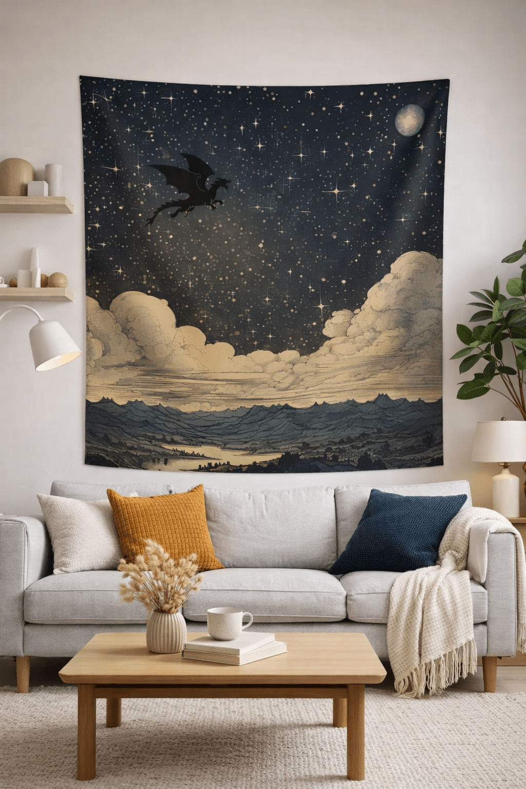 Celestial Dragon Night Sky Tapestry, Fantasy Starry Sky Wall Hanging - You're My Kind of Weird