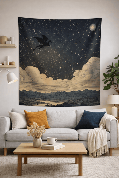 Celestial Dragon Night Sky Tapestry, Fantasy Starry Sky Wall Hanging - You're My Kind of Weird
