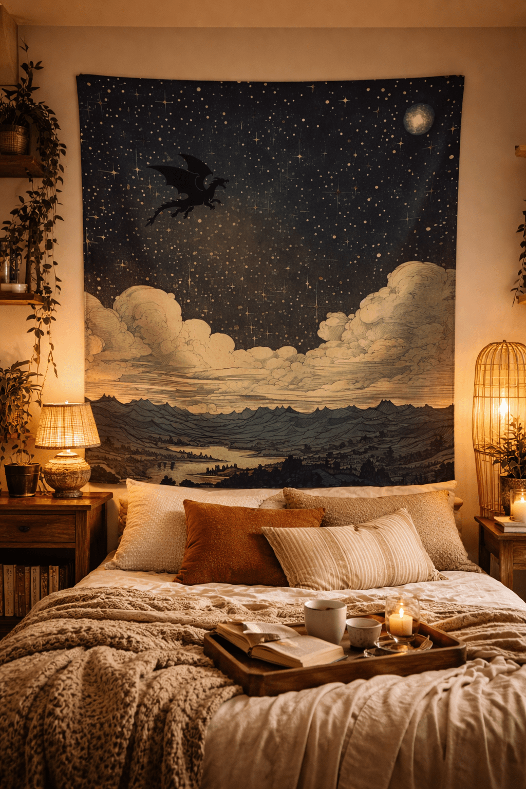 Celestial Dragon Night Sky Tapestry, Fantasy Starry Sky Wall Hanging - You're My Kind of Weird