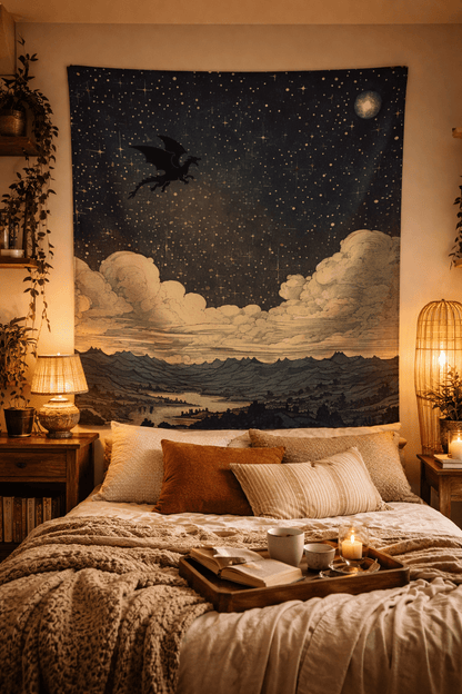 Celestial Dragon Night Sky Tapestry, Fantasy Starry Sky Wall Hanging - You're My Kind of Weird