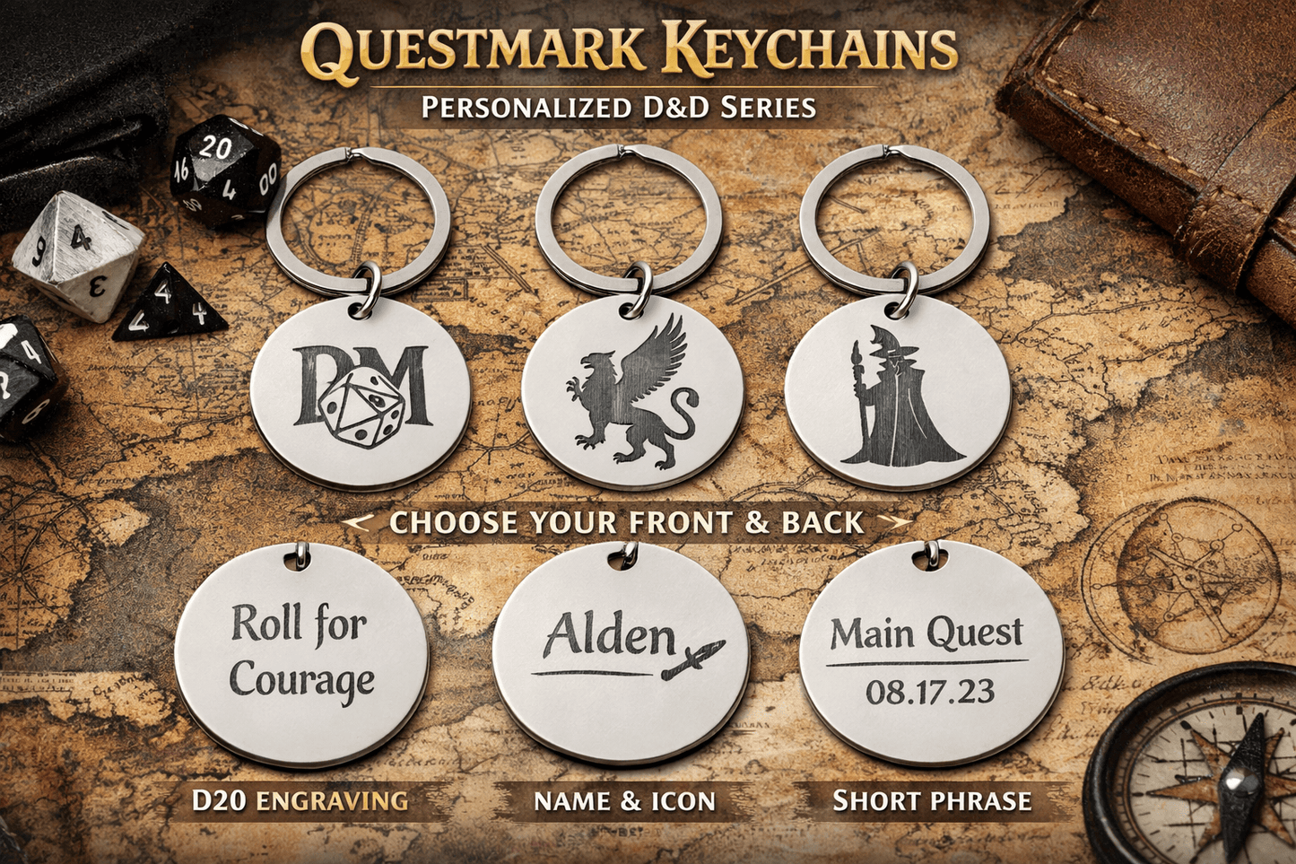Custom DnD Keychain | Personalized Double Sided Engraved Keyring - You're My Kind of Weird