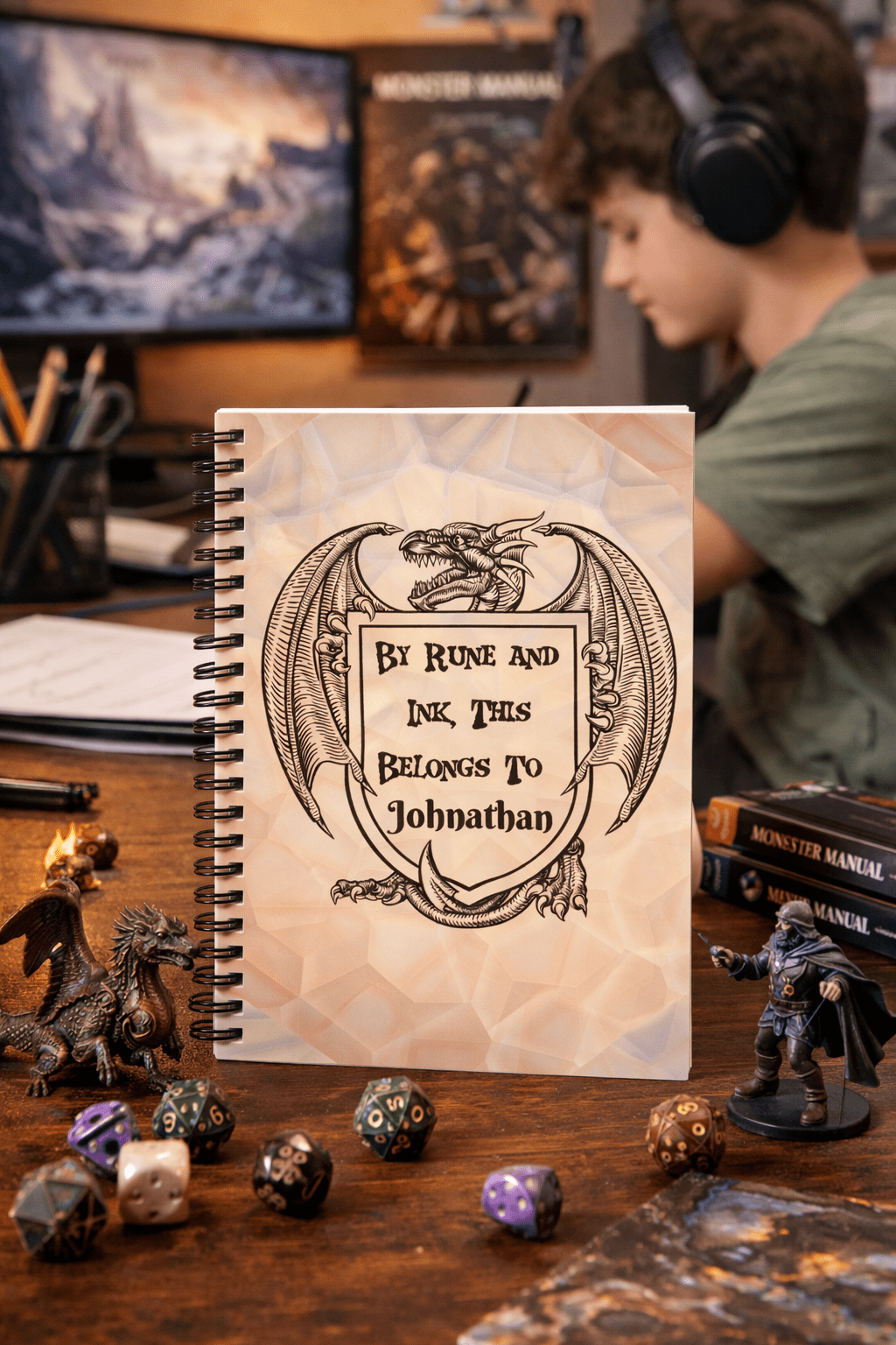 Dragon Crest Notebook Personalized Gothic Shield Spiral Notebook - You're My Kind of Weird