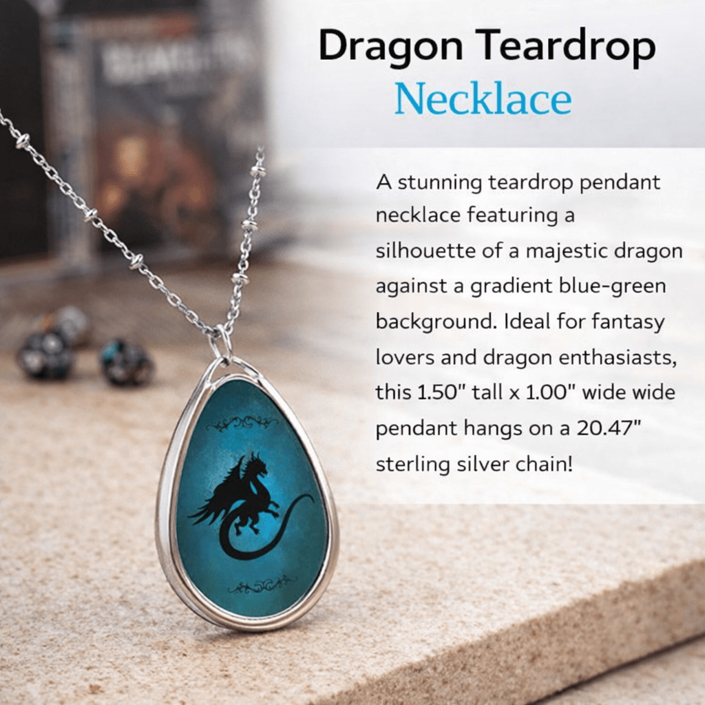 Dragon Necklace for Fantasy Lovers Teardrop Dragon Pendant - You're My Kind of Weird