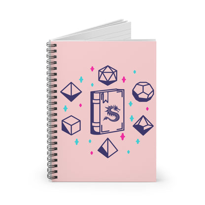 Personalized DnD Spiral Notebook | Dragon Monogram Journal | Pink Spellbook Dice Notebook | Custom Name D&D Notes - You're My Kind of Weird