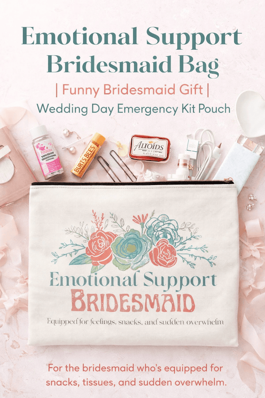 Emotional Support Bridesmaid Accessory Pouch: Floral Makeup & Jewelry Bag for Wedding Party - You're My Kind of Weird